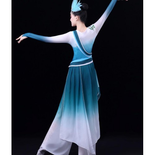 Women's chinese traditional classical dance dress fan umbrella dance dresses fairy drama cosplay dresses